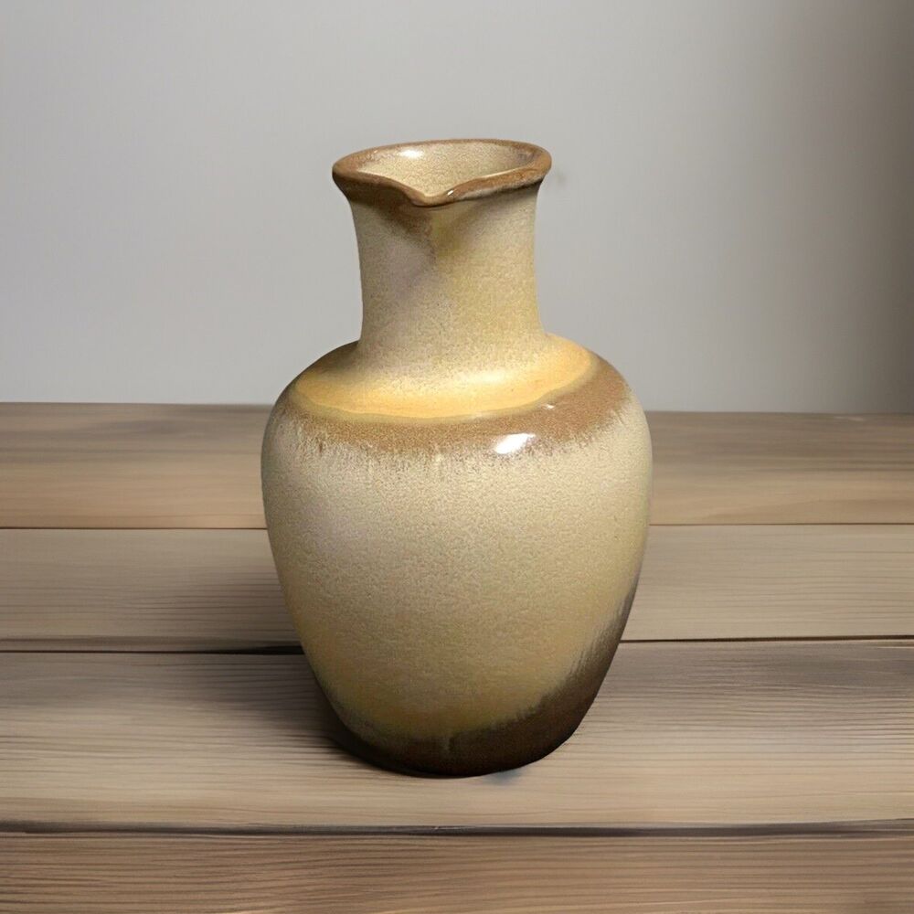 Vtg Frankoma Pottery Drip Glaze Brown Golden Yellow Syrup Juice Handled Jug #8 - Picture 5 of 9